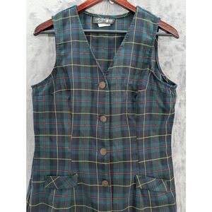 All that Jazz pencil dress plaid vintage 49 inches long size 13/14 holidays